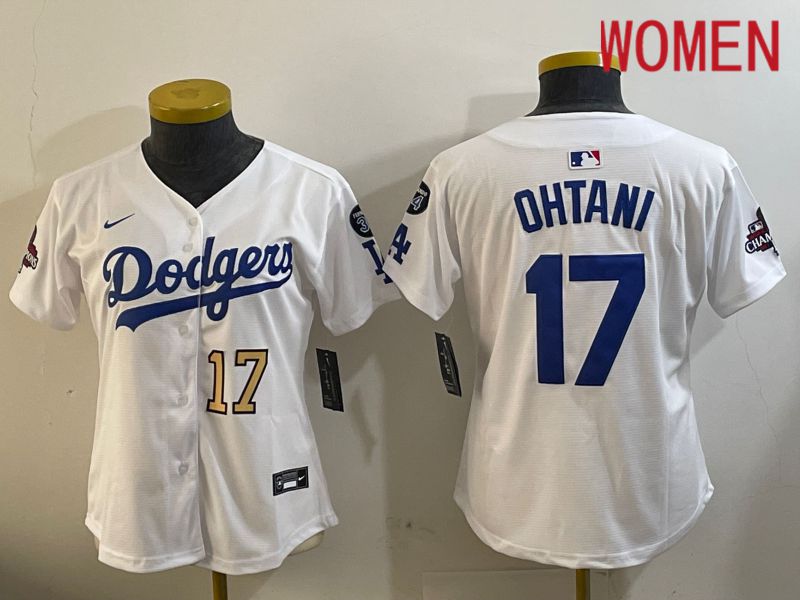 Women Los Angeles Dodgers #17 Ohtani White Game 2024 Nike MLB Jersey style 12098